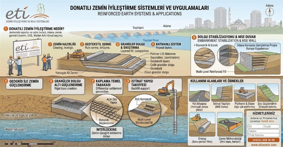 Donatılı Zemin İyileştirme Süreci Şeması - Arzemin