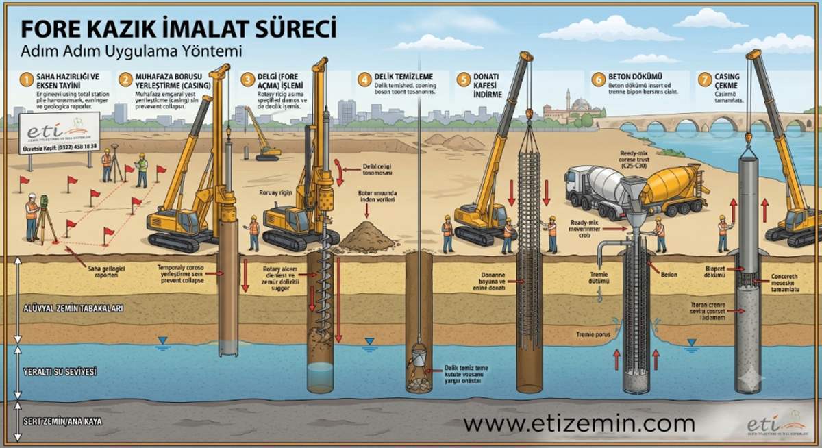 Fore Kazık İmalat Süreci Şeması - Arzemin